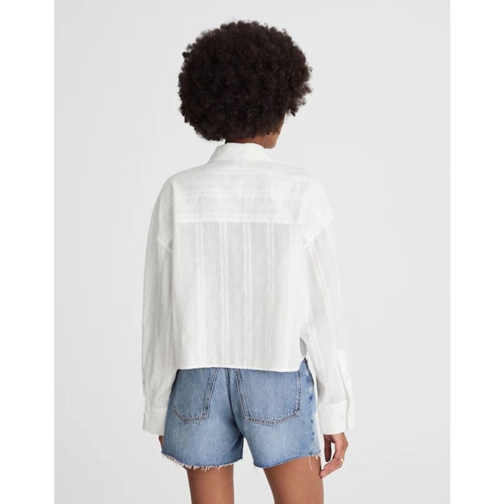 NWT Madewell Straight-Hem Shirt in Cotton Dobby White Size XXS - Picture 4 of 9